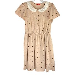 Earth Music & Ecology Red Label Dress Nude Polka Dots Whale Motif